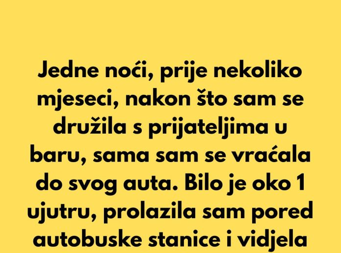 Jedne noći, prije nekoliko mjeseci, nakon što sam se družila s prijateljima u baru, sama sam se vraćala do svog auta.